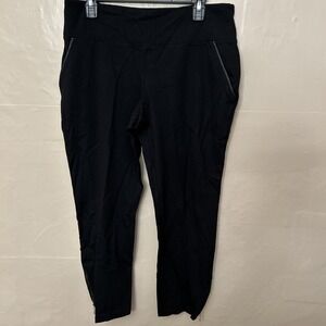 Kim Gravel 16 Petite Black Pointe Knit Pants Faux Leather Trim